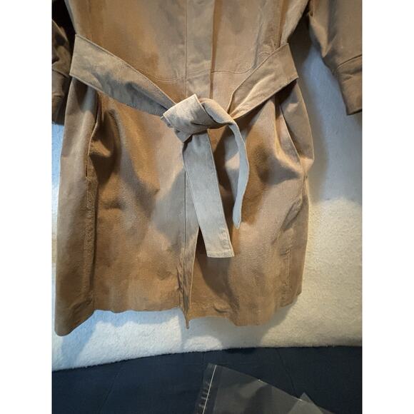 Wendy Katlen Anthropologie Suede Trench Coat Tan Size 10 Medium - Picture 3 of 15